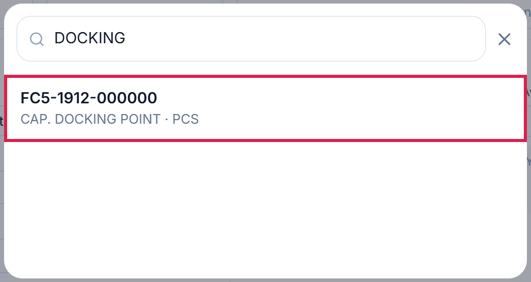 Searching AutoCount items for DOCKING